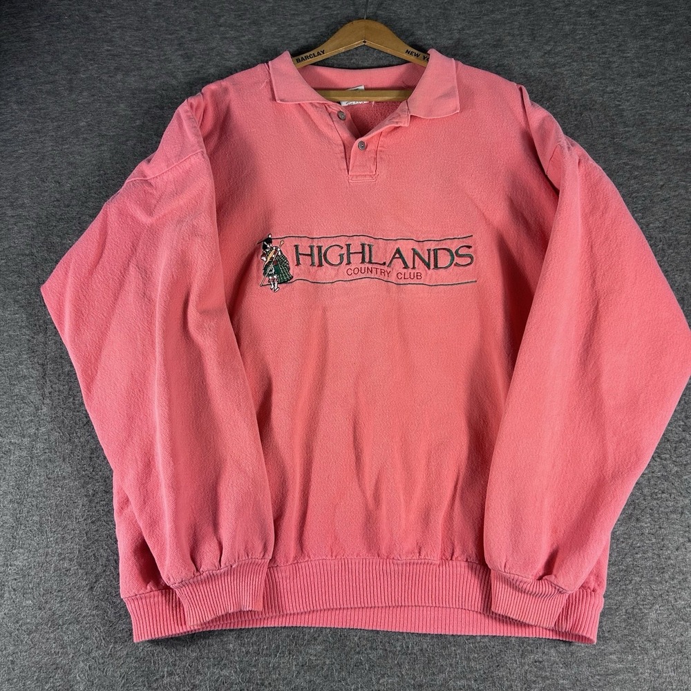 Vintage WEK Sweatshirt Polo Henley Size 3 XL/2X? Highlands Country Club NC